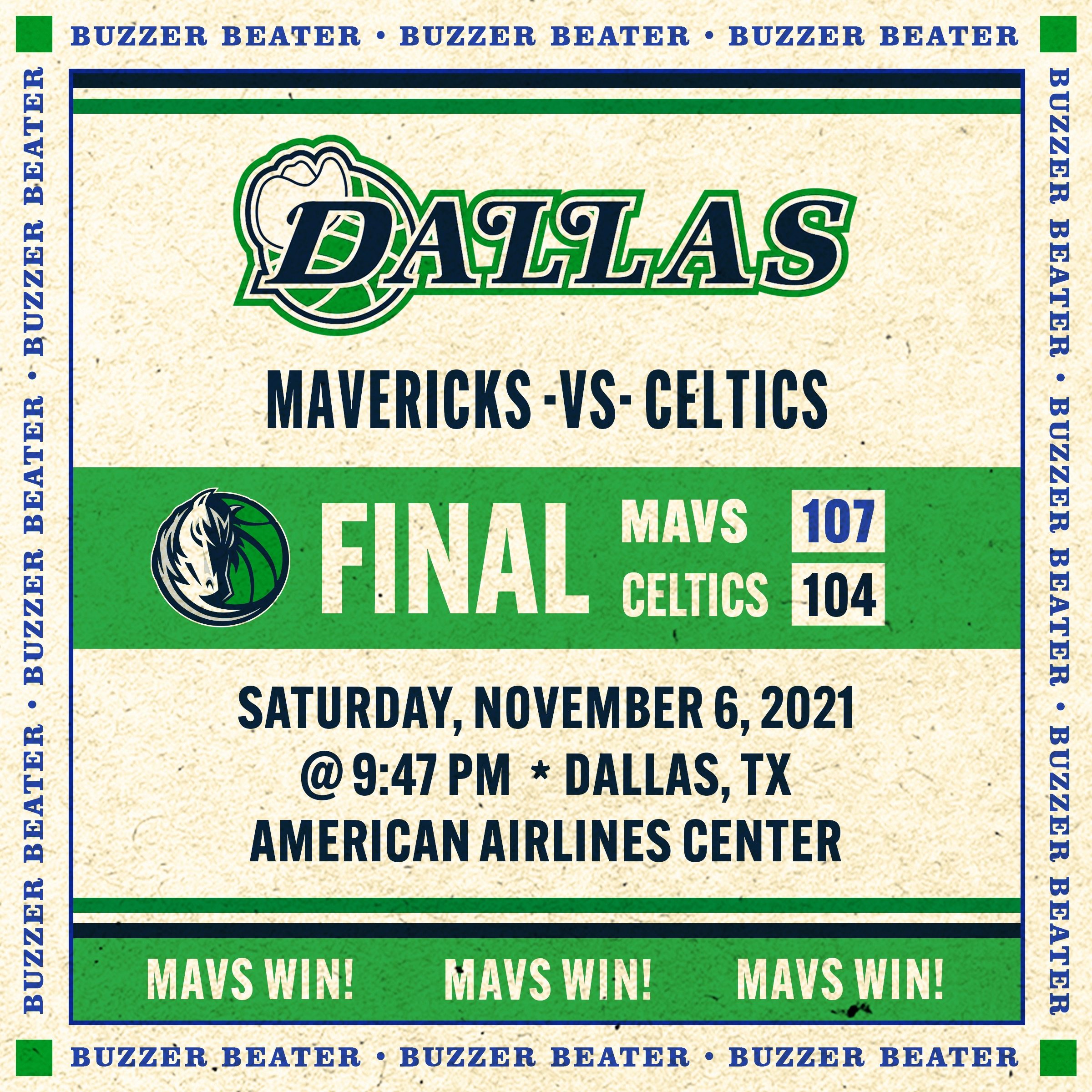 Mavs vs Celtics Buzzer Beater Dallas Mavericks Official Digital